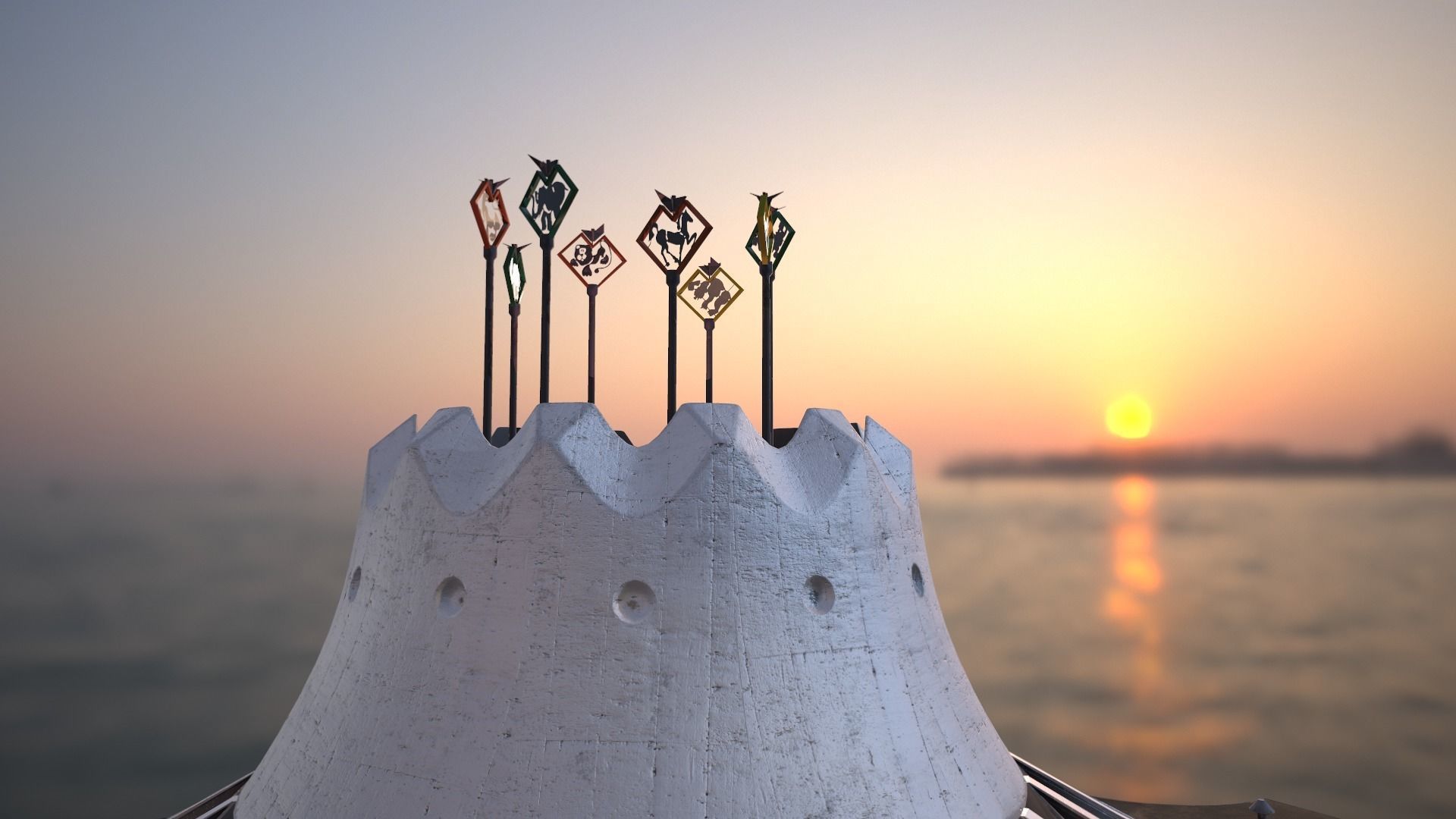 Circus venice city hall at sunset Low-poly 3D model_4