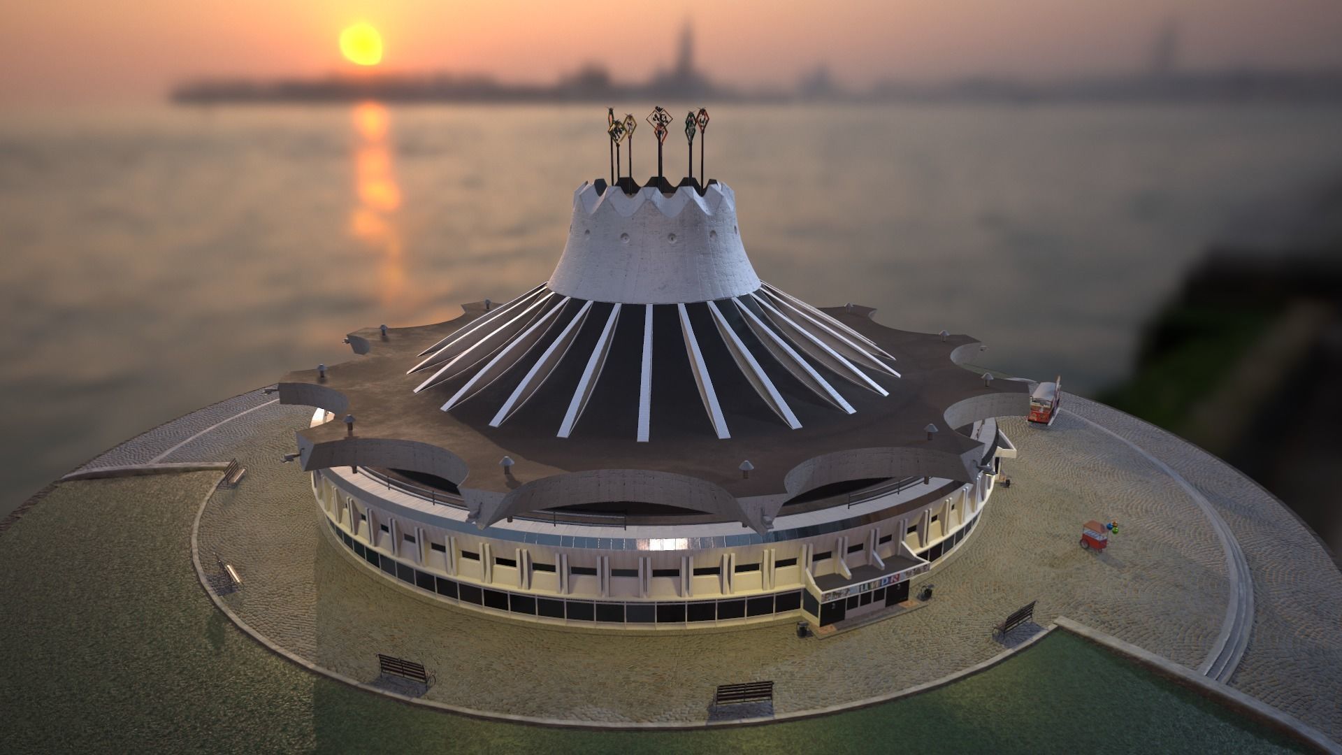 Circus venice city hall at sunset Low-poly 3D model_2