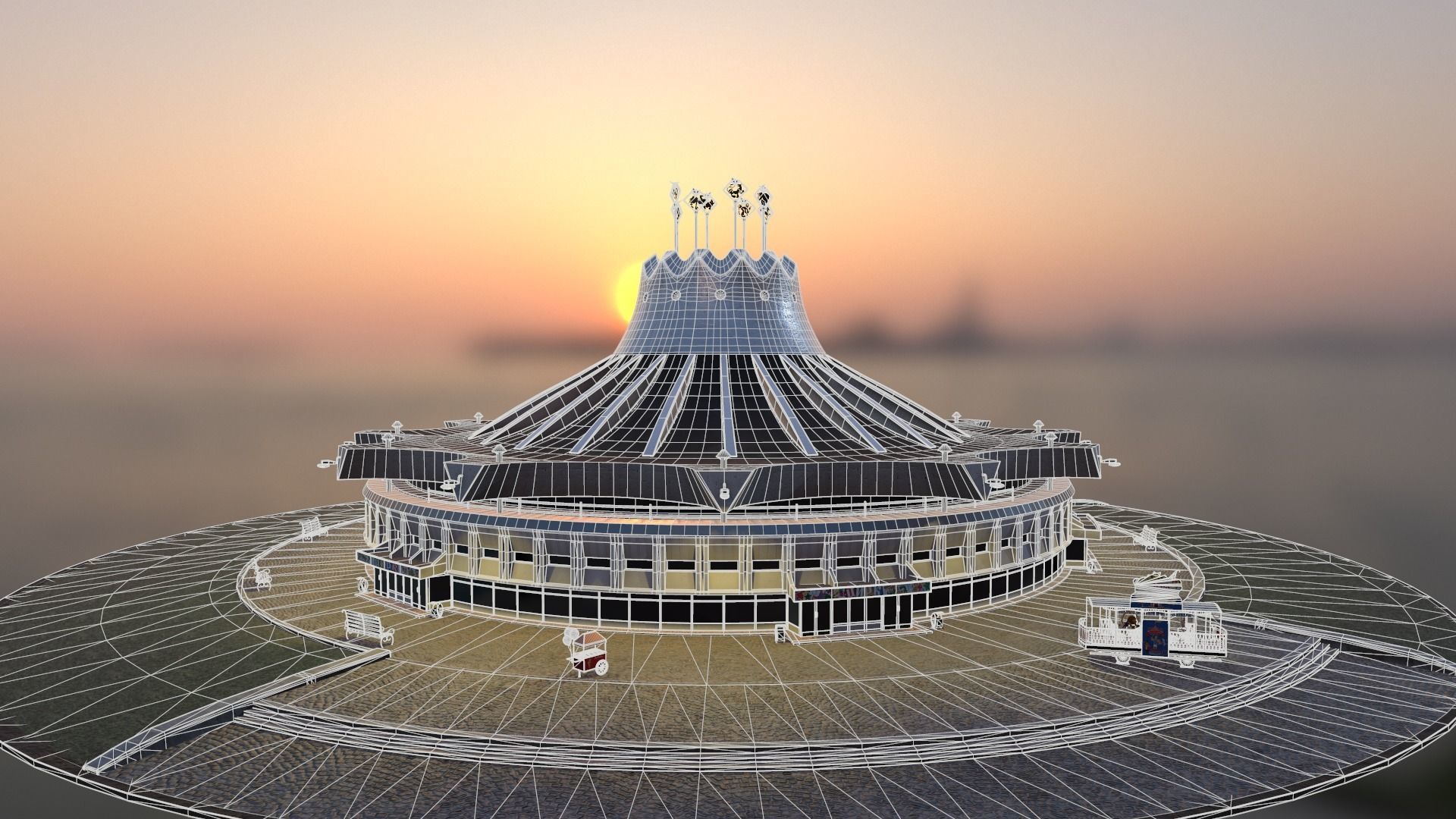 Circus venice city hall at sunset Low-poly 3D model_7