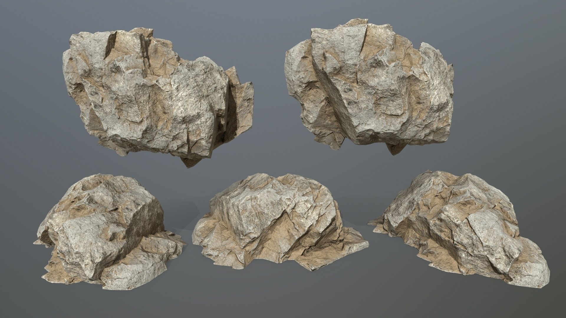 desert rock set Low-poly 3D model_15
