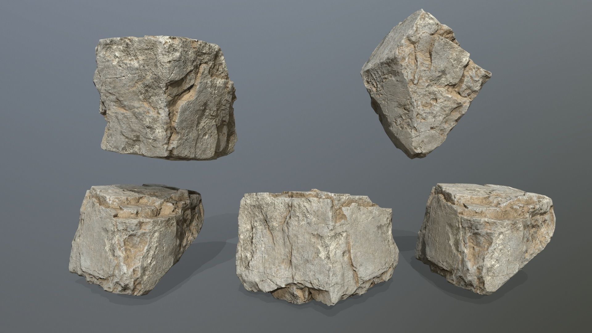 desert rock set Low-poly 3D model_11