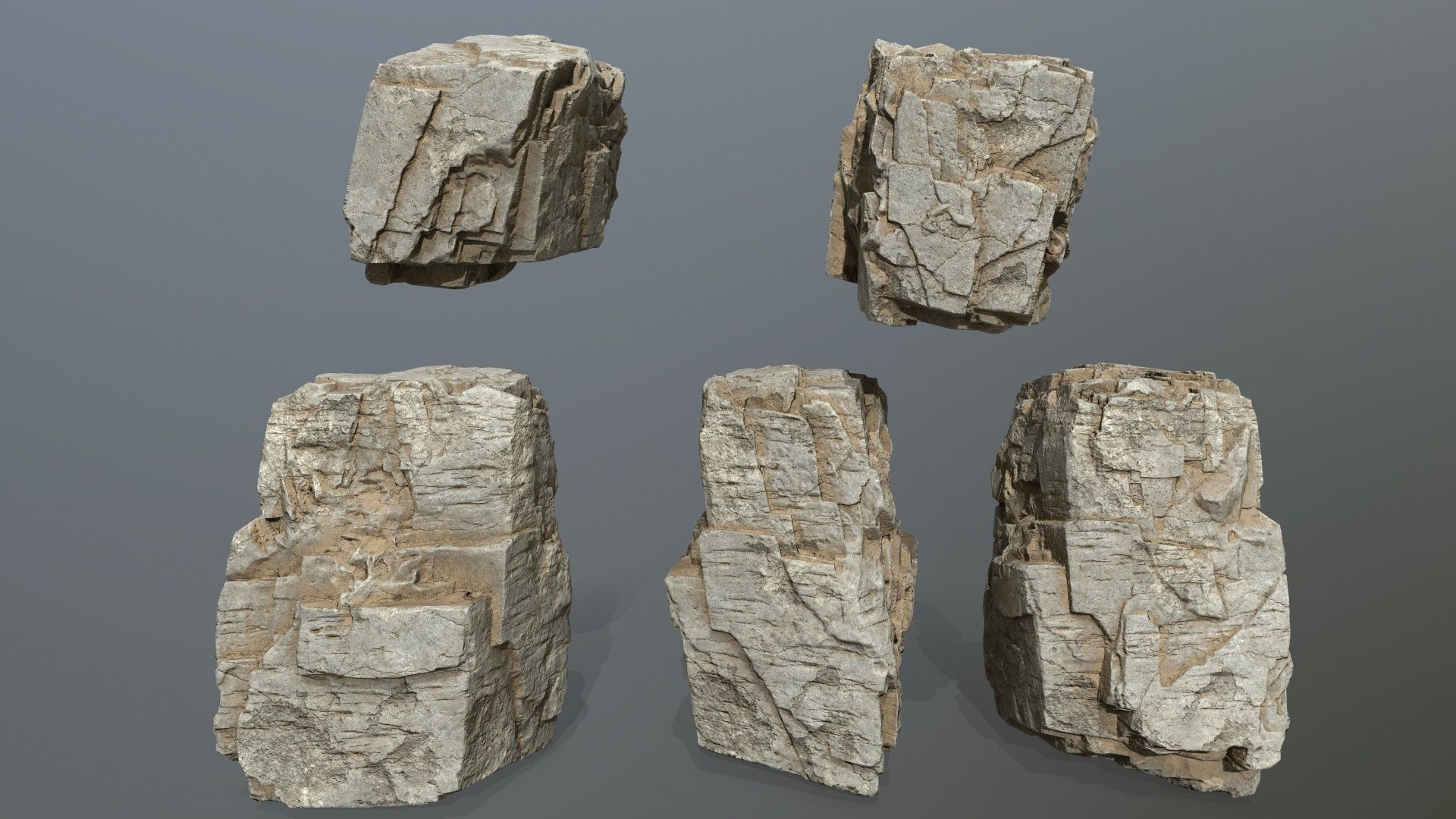 desert rock set Low-poly 3D model_14