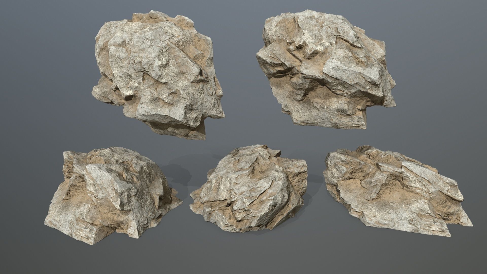 desert rock set Low-poly 3D model_12