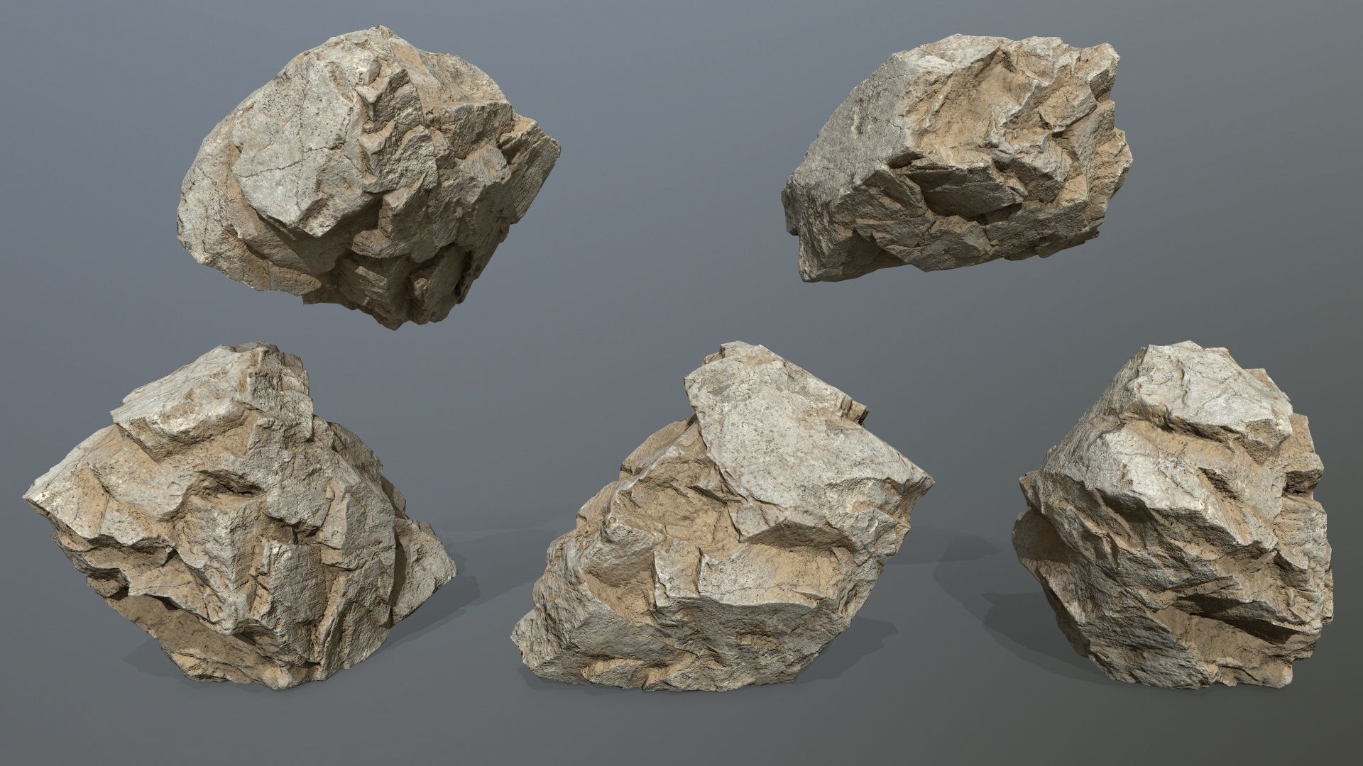 desert rock set Low-poly 3D model_10