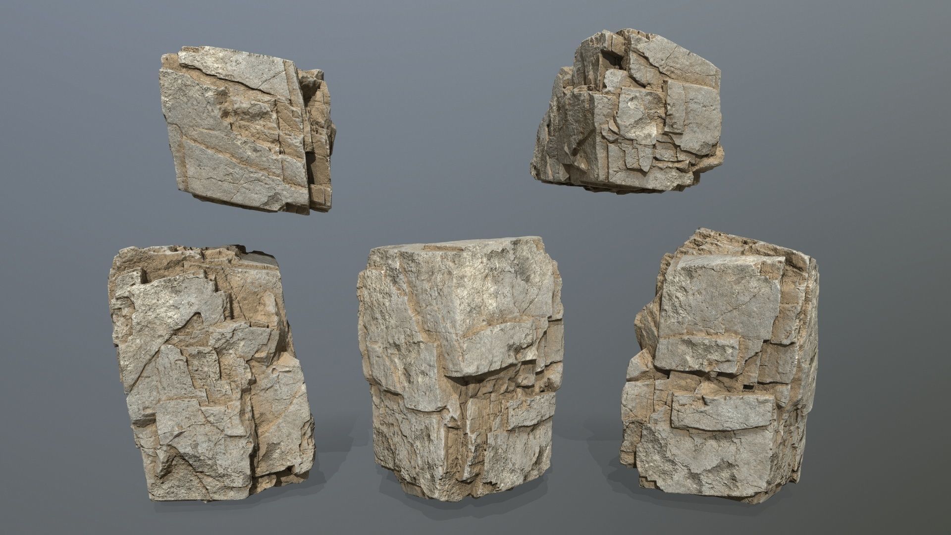desert rock set Low-poly 3D model_9