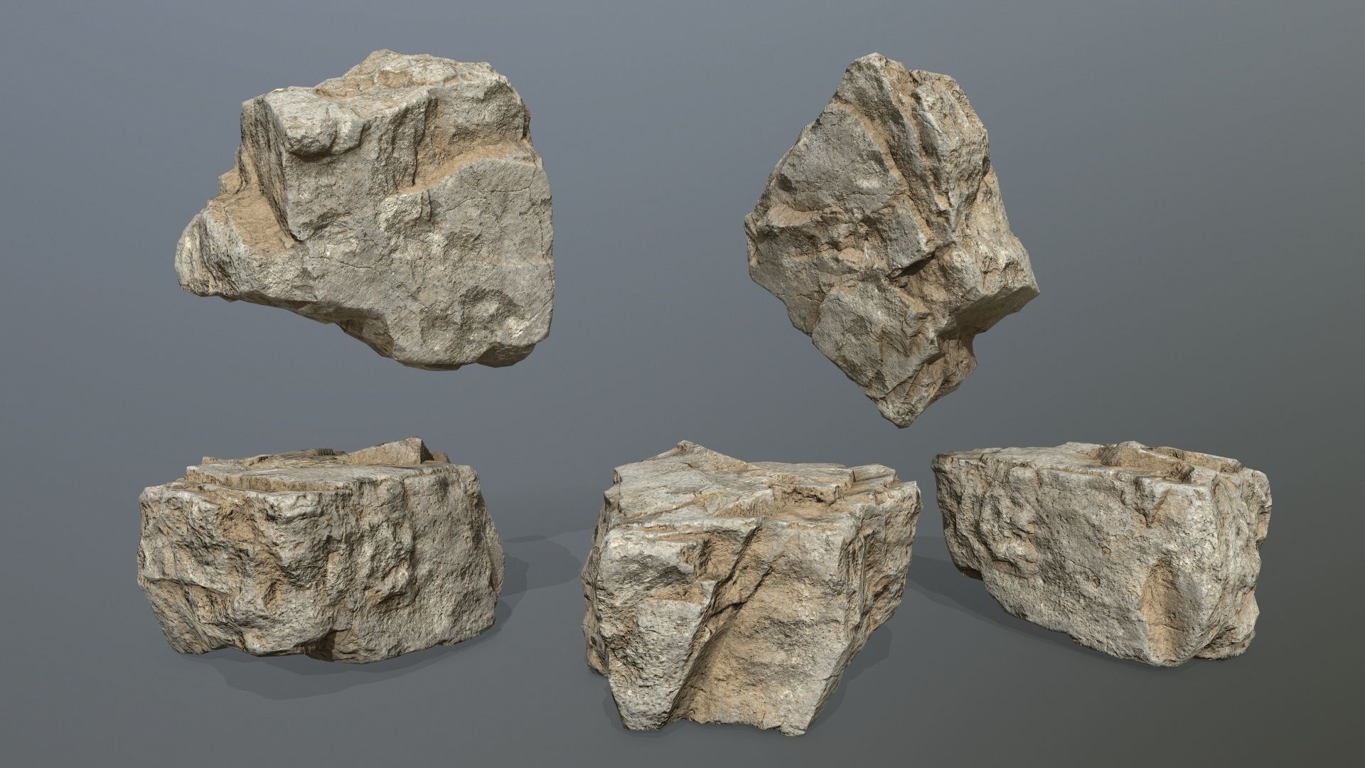 desert rock set Low-poly 3D model_13