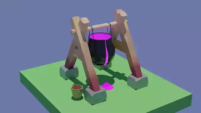  3d model of a barrel with a shining liquid
