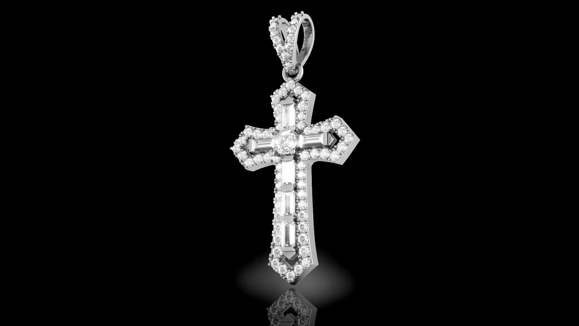 Cross Diamond Pendant 3D print model_4