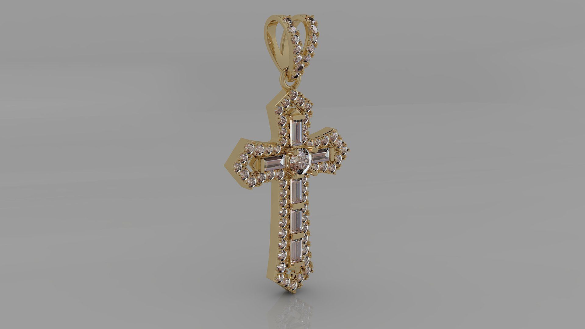 Cross Diamond Pendant 3D print model_9