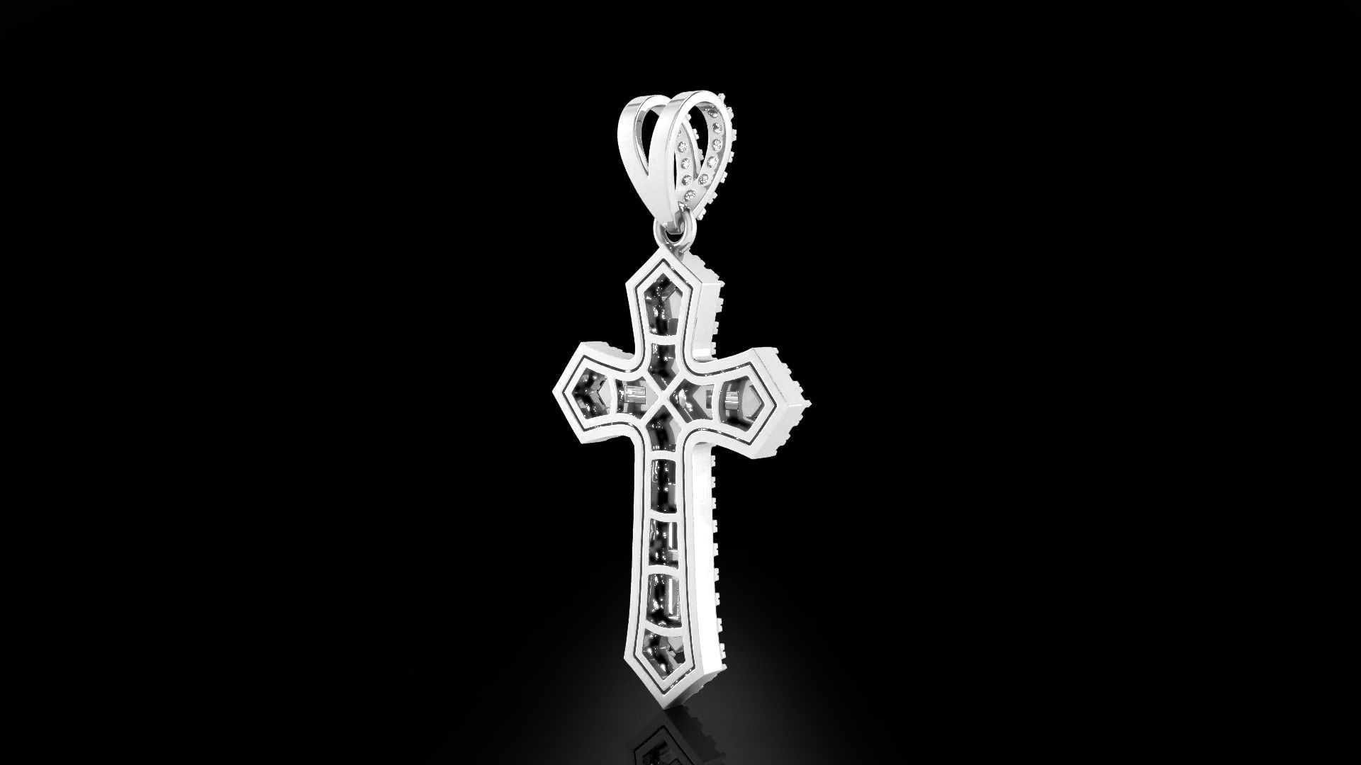 Cross Diamond Pendant 3D print model_6