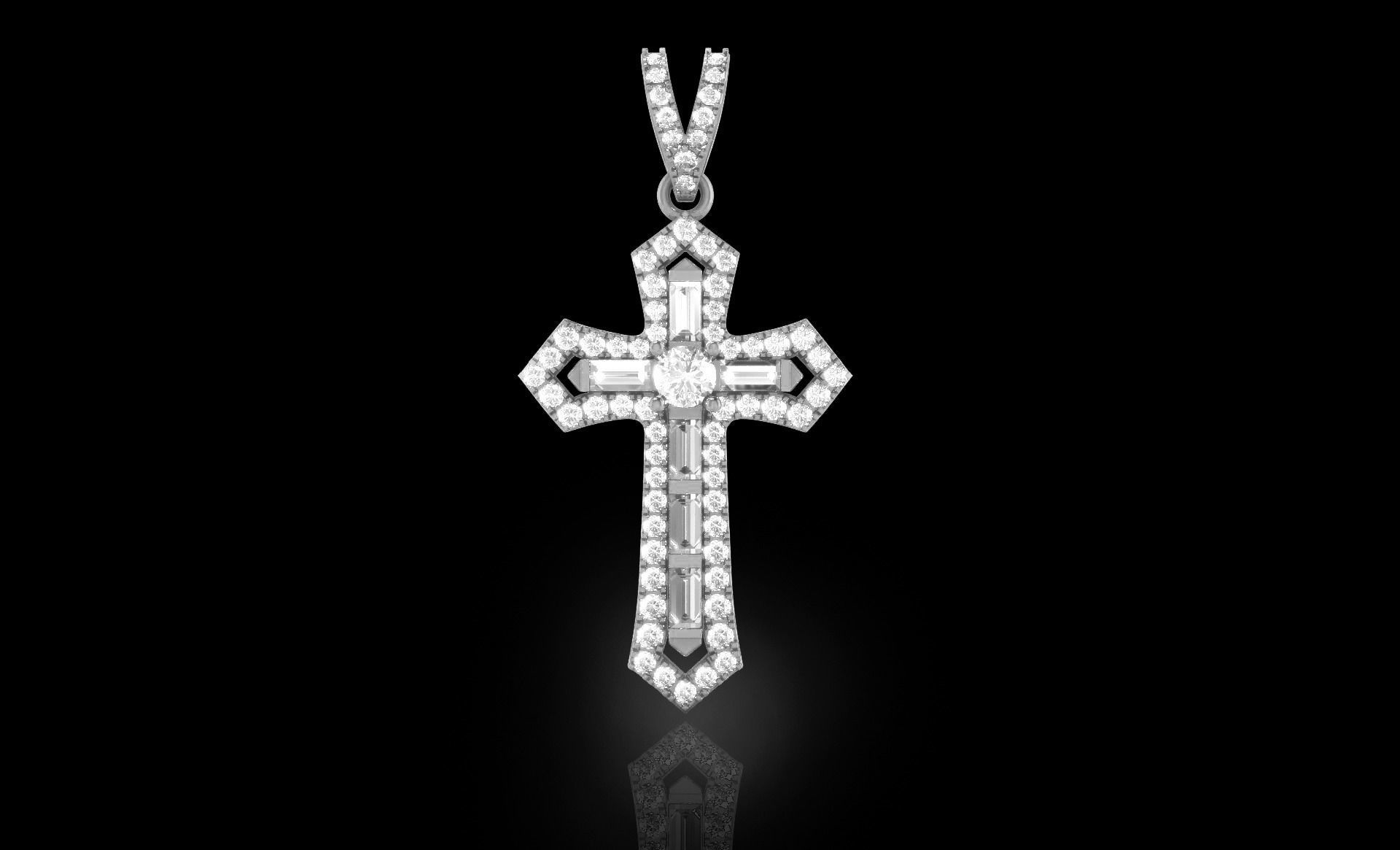 Cross Diamond Pendant 3D print model_3