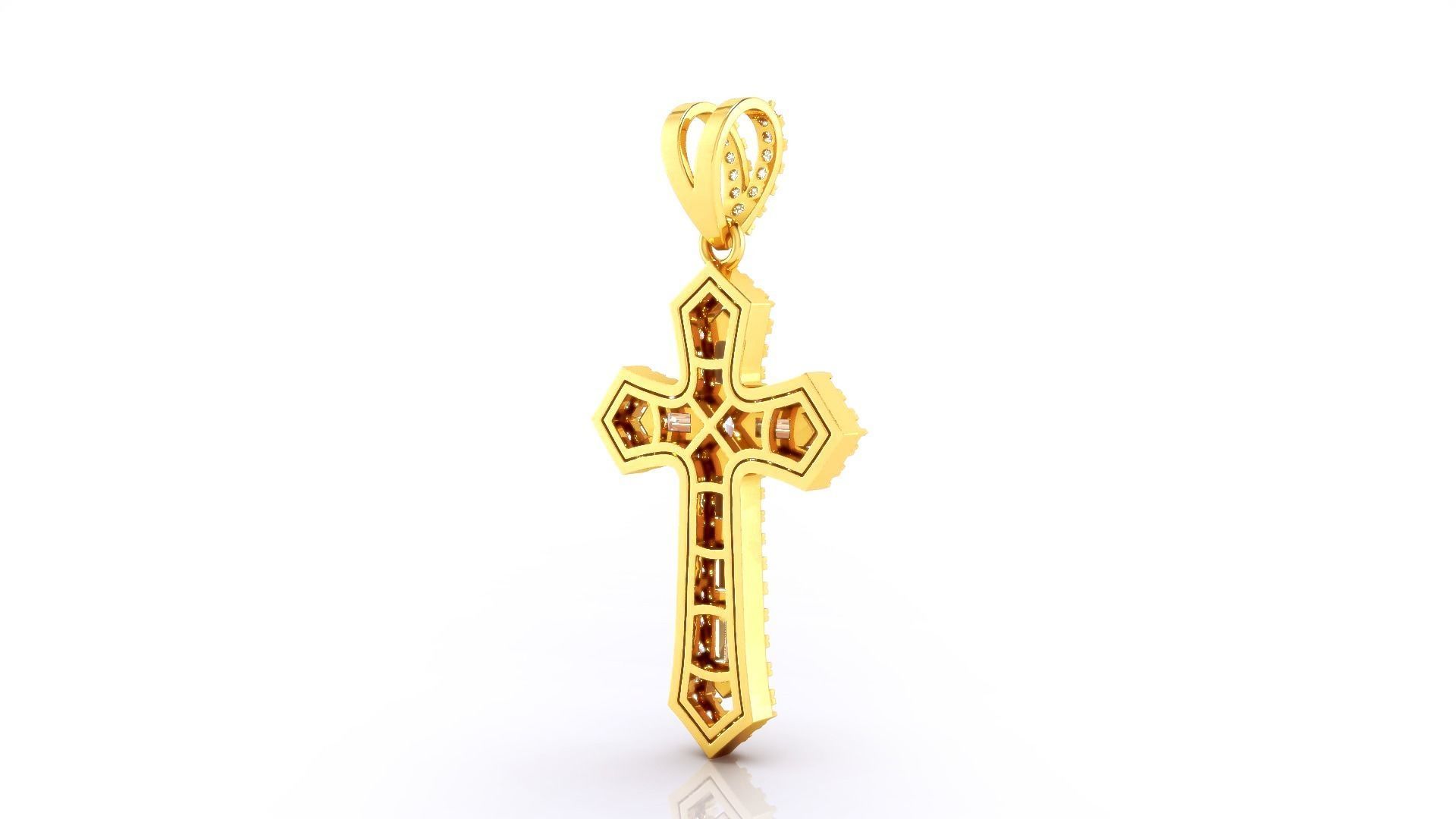 Cross Diamond Pendant 3D print model_5