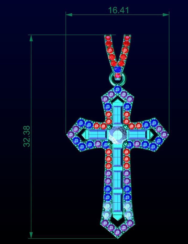 Cross Diamond Pendant 3D print model_7