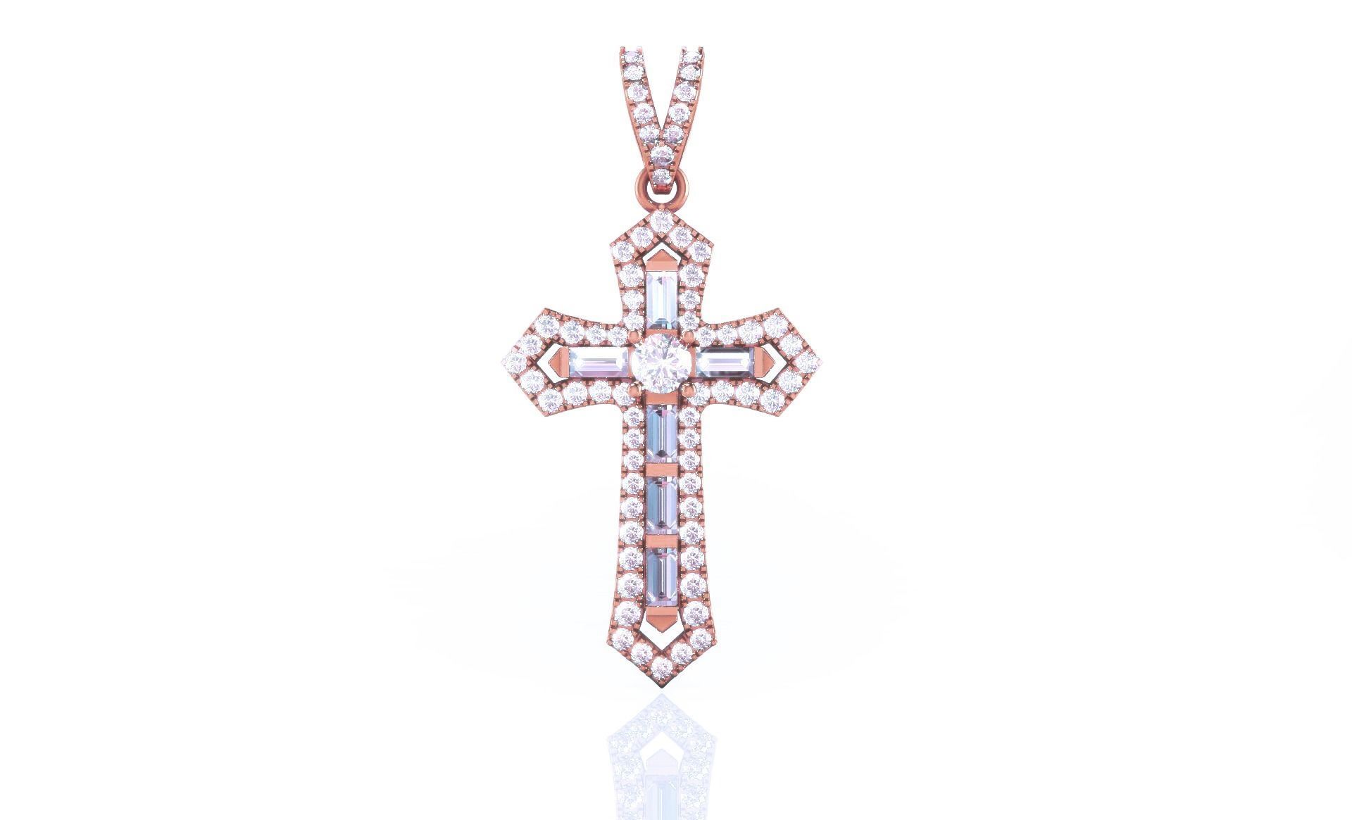 Cross Diamond Pendant 3D print model_2