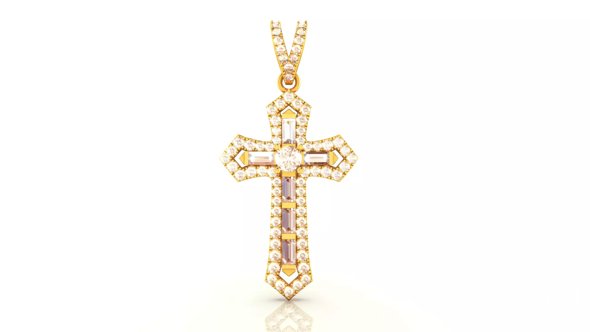 Cross Diamond Pendant 3D print model_0