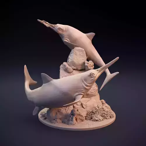 Ichtyosaur diorama 3D print model