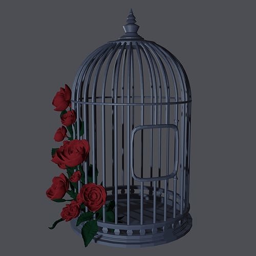 Old cage and roses 3D model
