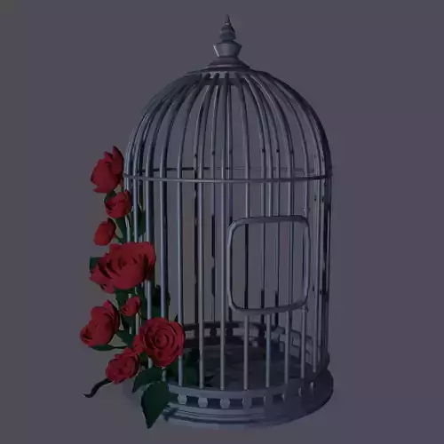 Old cage and roses 3D model