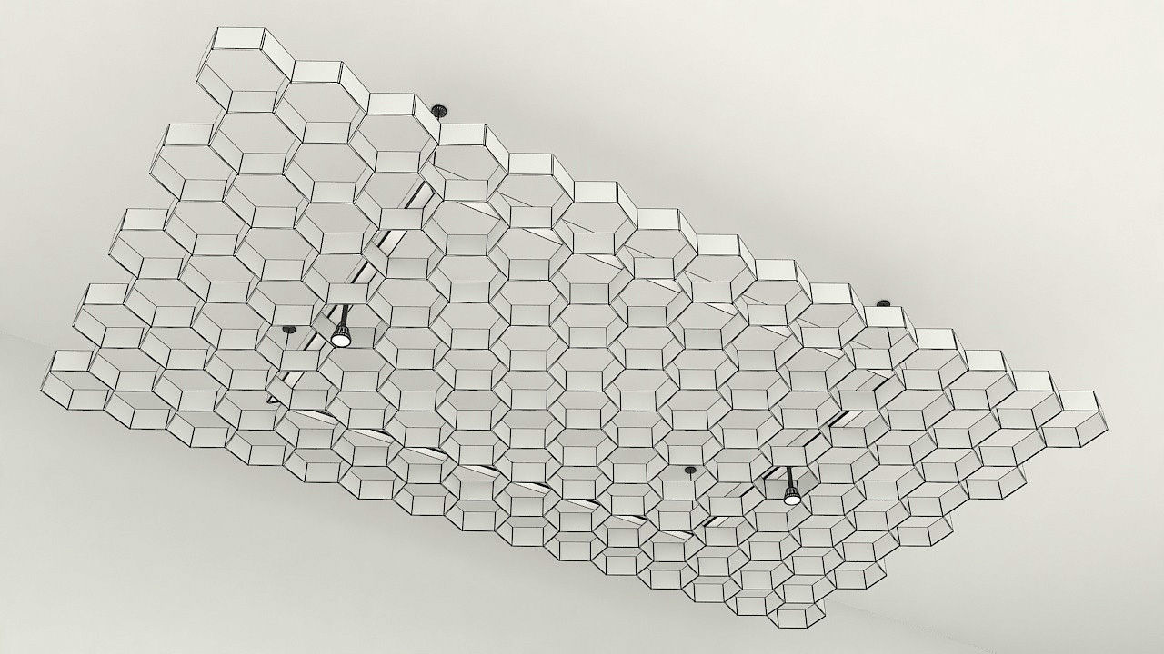 Suspended plastic hexagon ceiling 3D model_8
