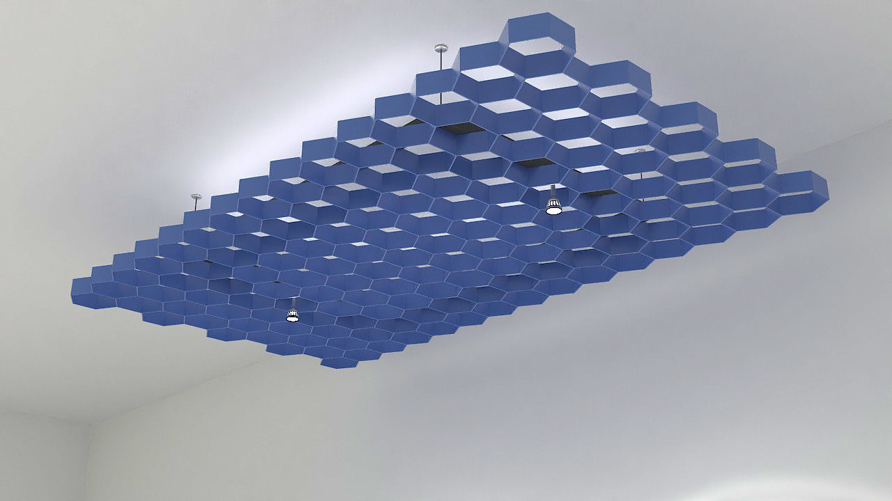 Suspended plastic hexagon ceiling 3D model_3