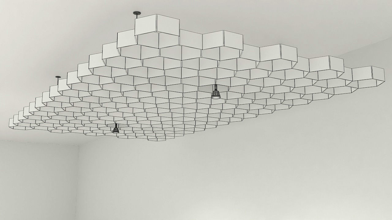 Suspended plastic hexagon ceiling 3D model_6