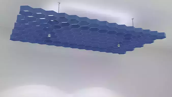 Suspended plastic hexagon ceiling 3D model