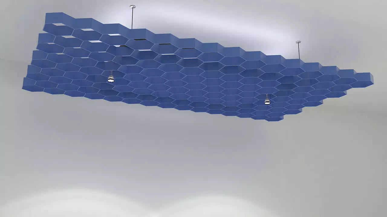 Suspended plastic hexagon ceiling 3D model_0