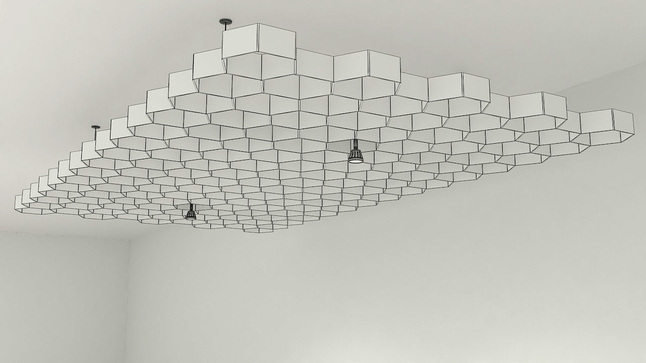 Suspended plastic hexagon ceiling 3D model_5