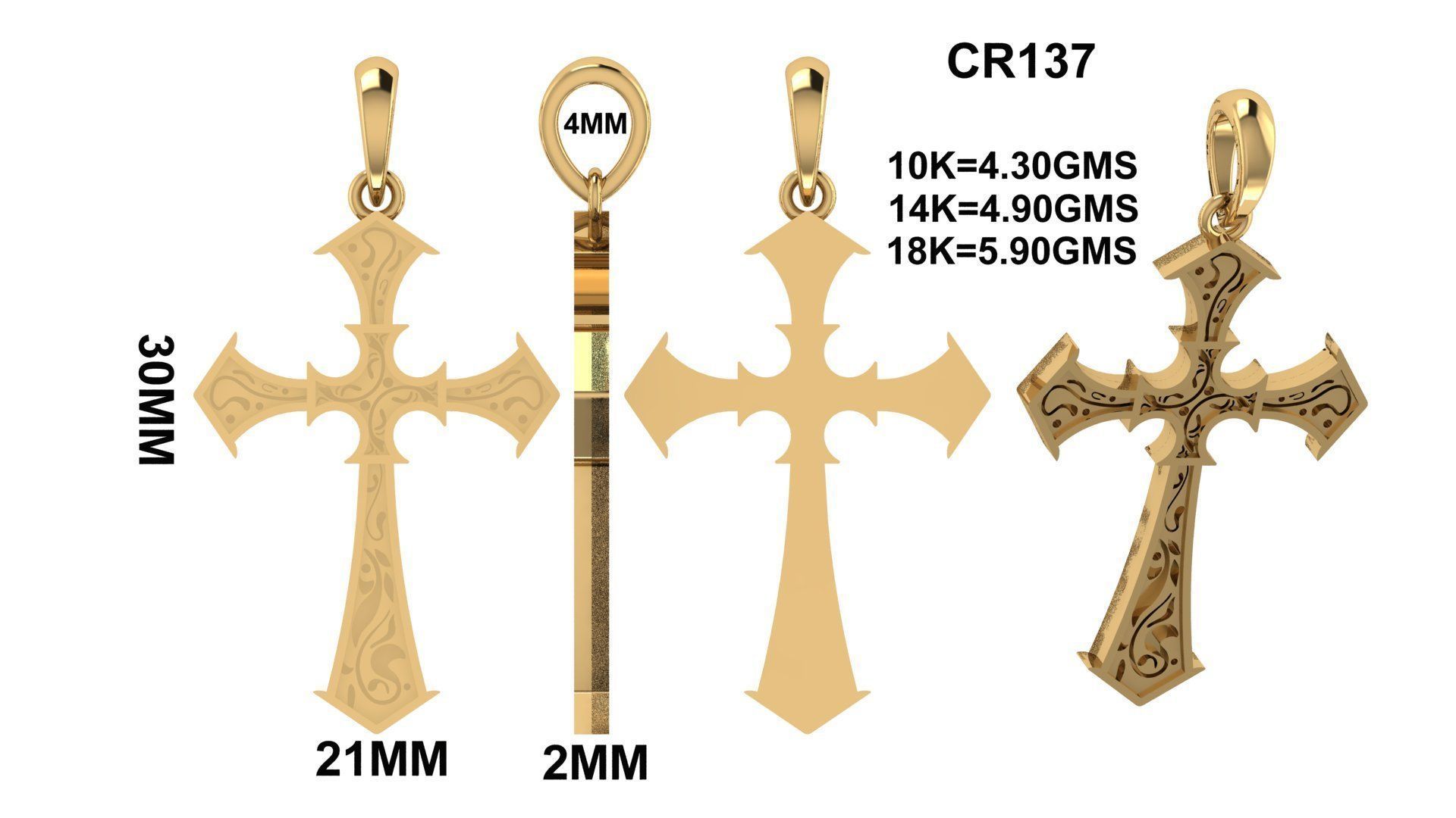 CROSS PENDANT CR137 3D print model_6