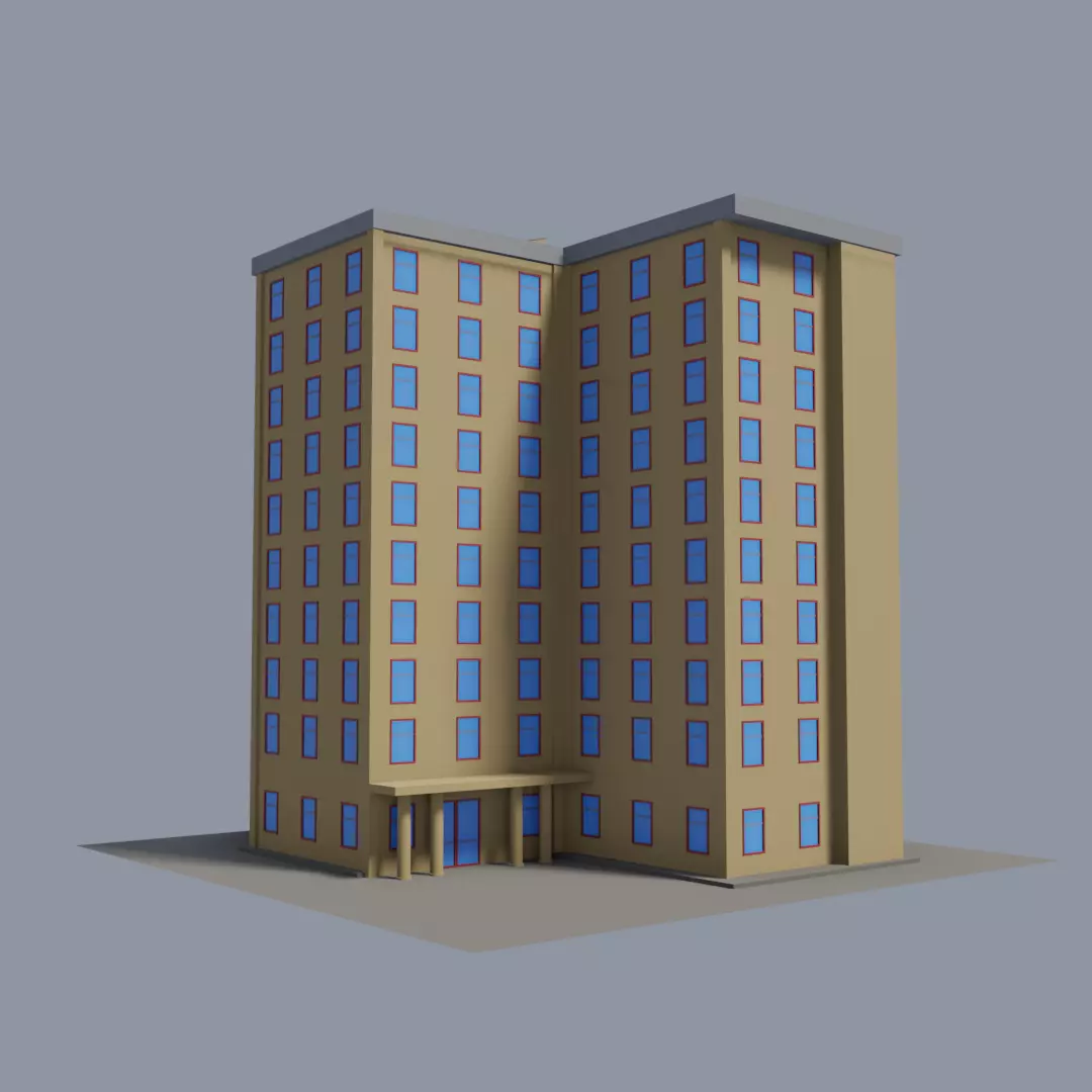 Low Poly Building Free low-poly 3D model