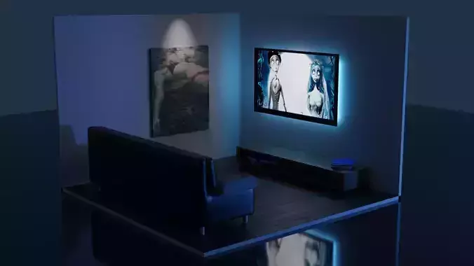 isometric low poly living room