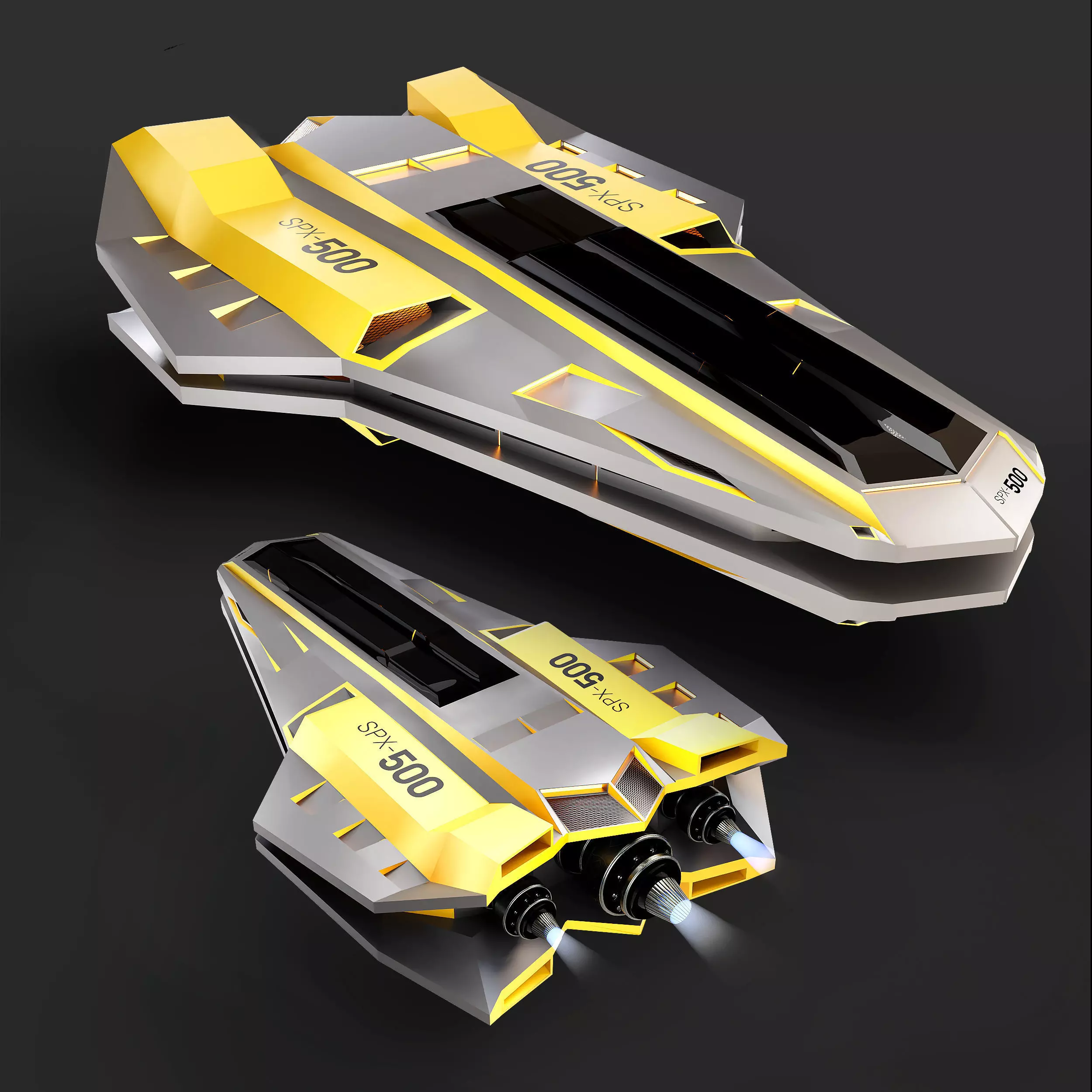Space Ship Low-poly 3D model