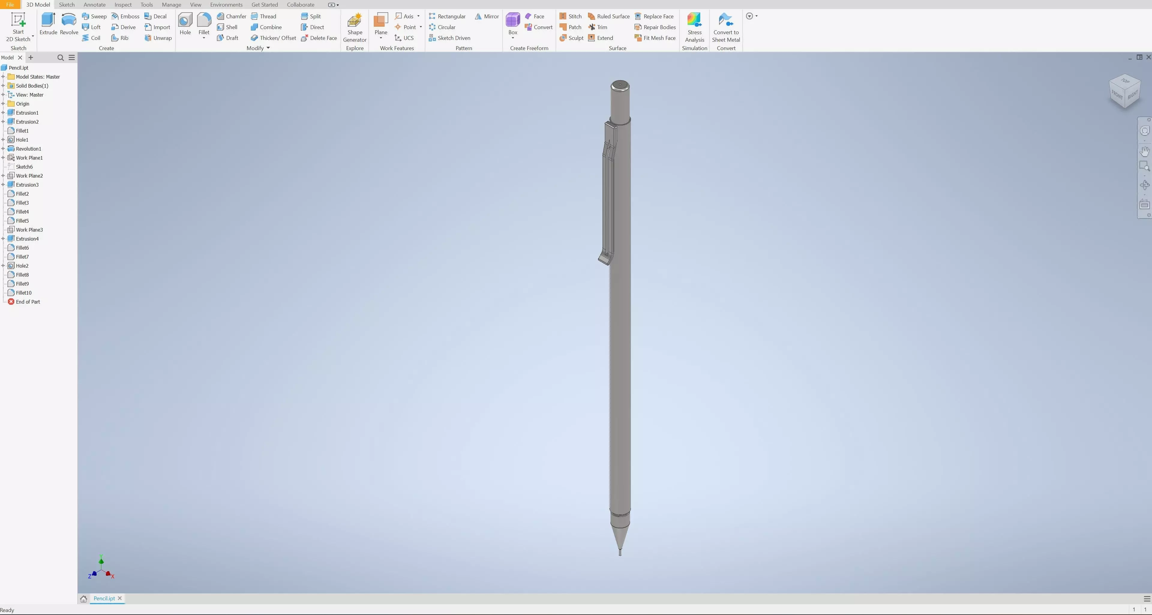 Metalic Pencil 3D model_0
