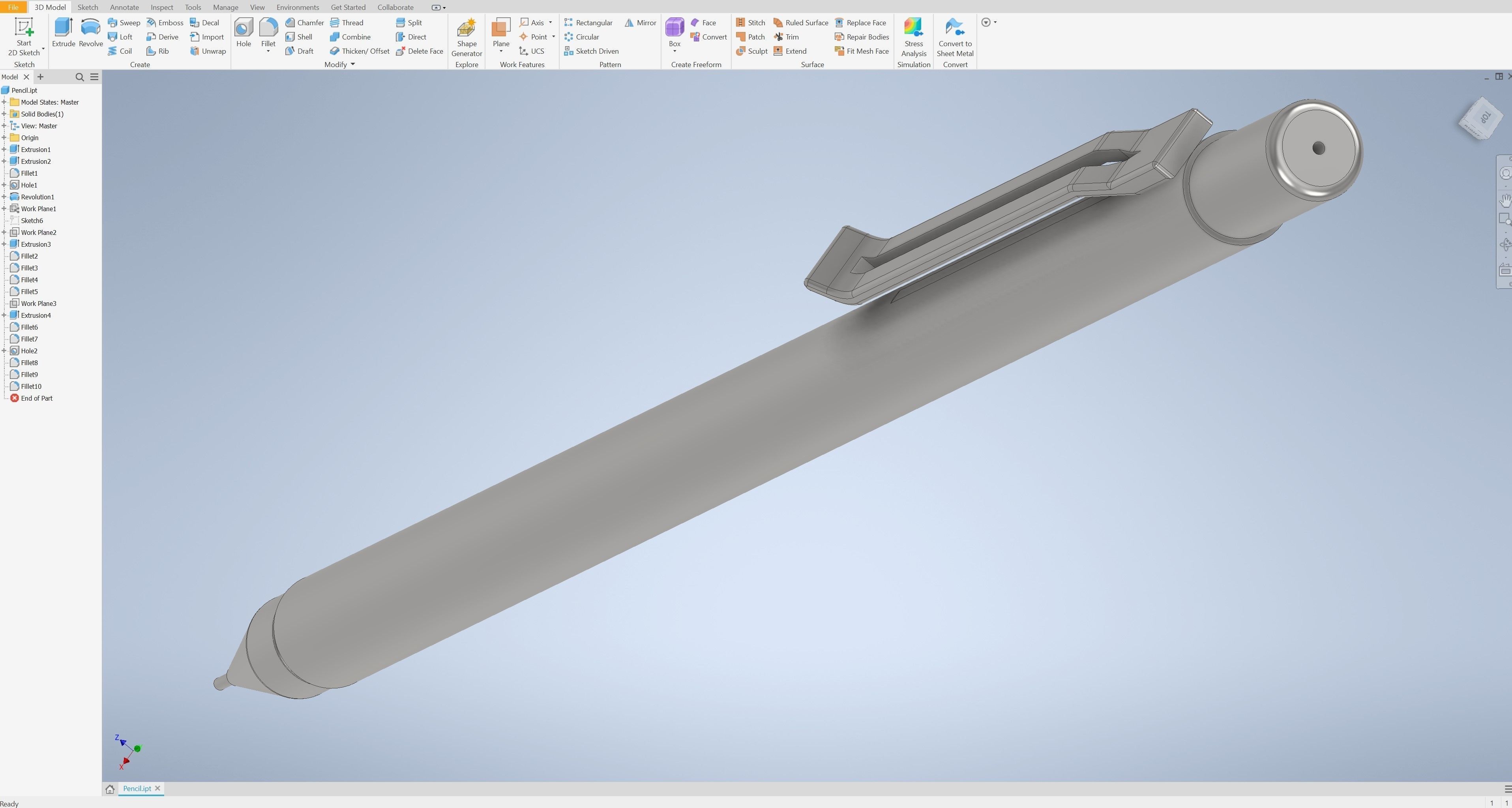 Metalic Pencil 3D model_1