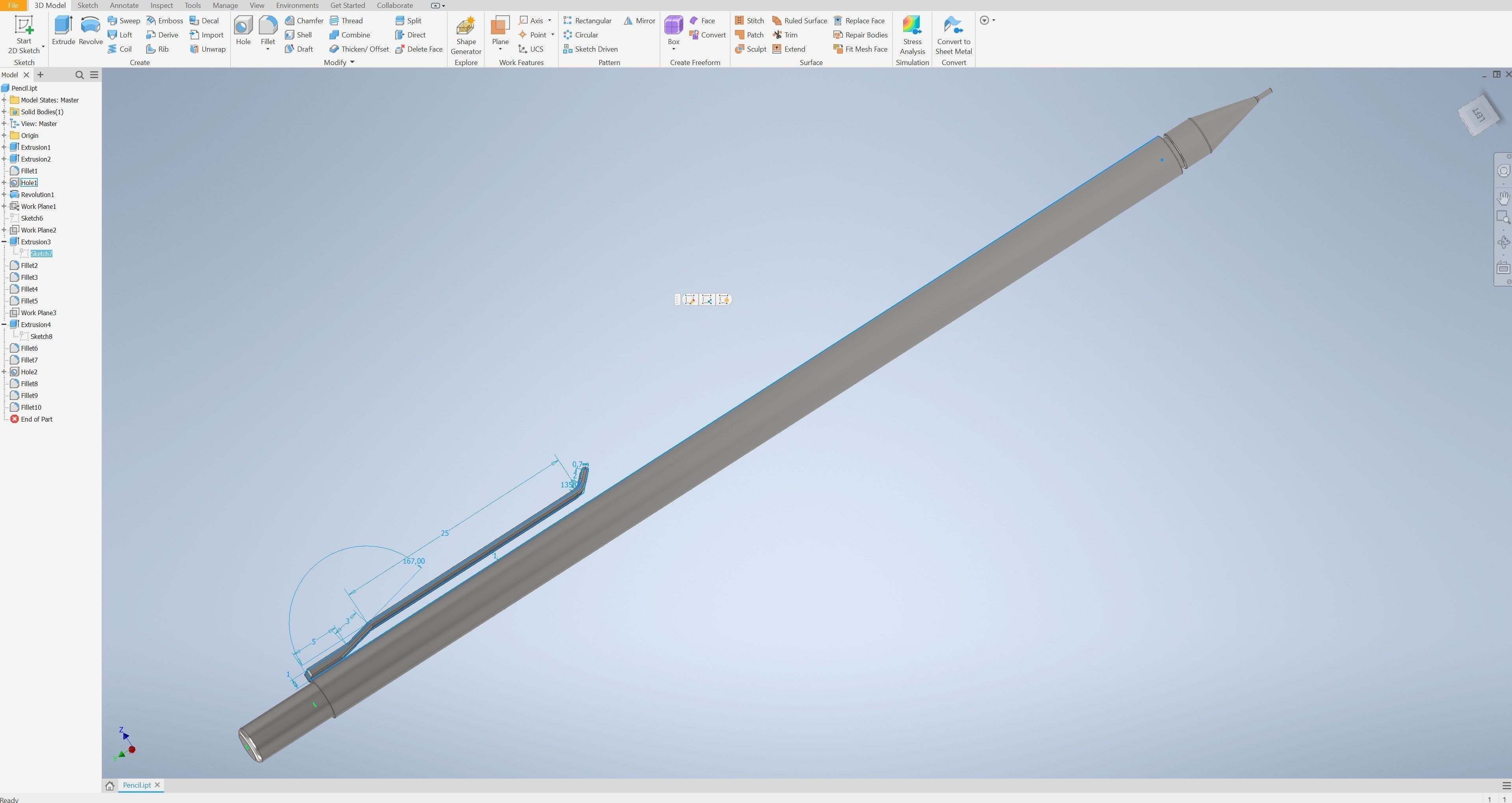 Metalic Pencil 3D model_2