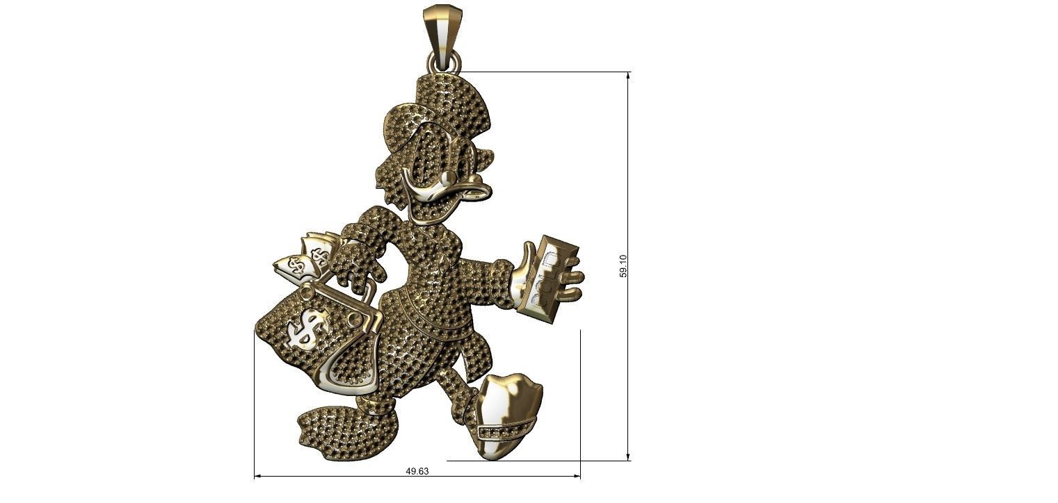 Scrooge McDuck with Brilhants Pendant - Tio Patinhas 3D print model_33