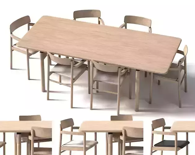 3 model of Fredericia Post Chair Set