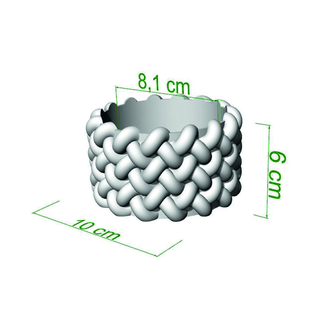 TEXTURED ROPE VASE DECORATIVE PLANT POT 3D print model_4