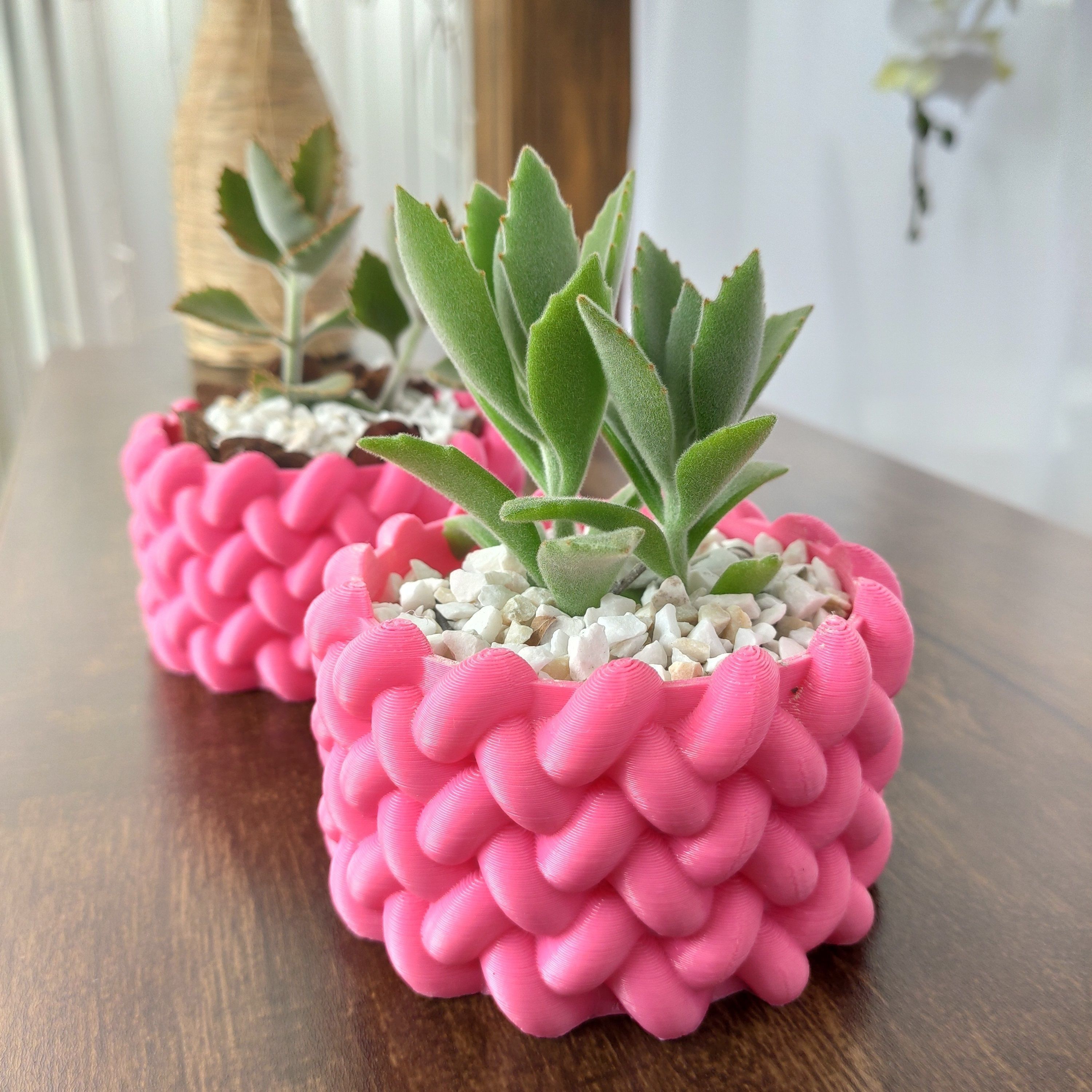 TEXTURED ROPE VASE DECORATIVE PLANT POT 3D print model_7