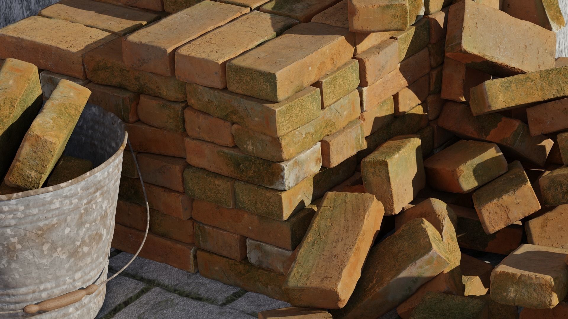 Photoscanned BrickRedMoss Collection 3D model_2