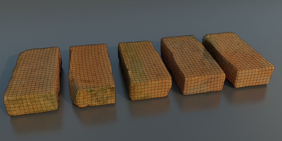 Photoscanned BrickRedMoss Collection 3D model_10