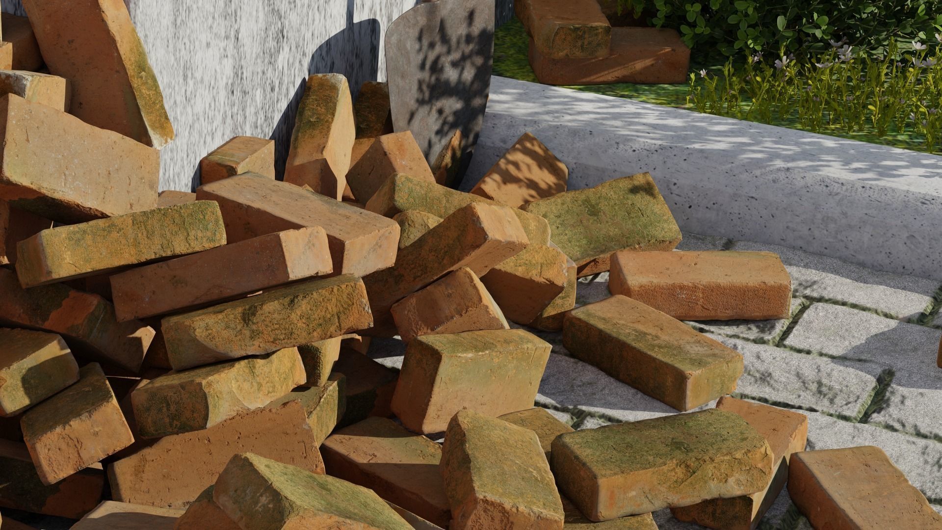 Photoscanned BrickRedMoss Collection 3D model_1