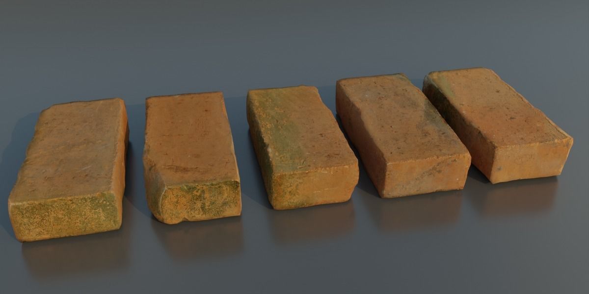 Photoscanned BrickRedMoss Collection 3D model_4