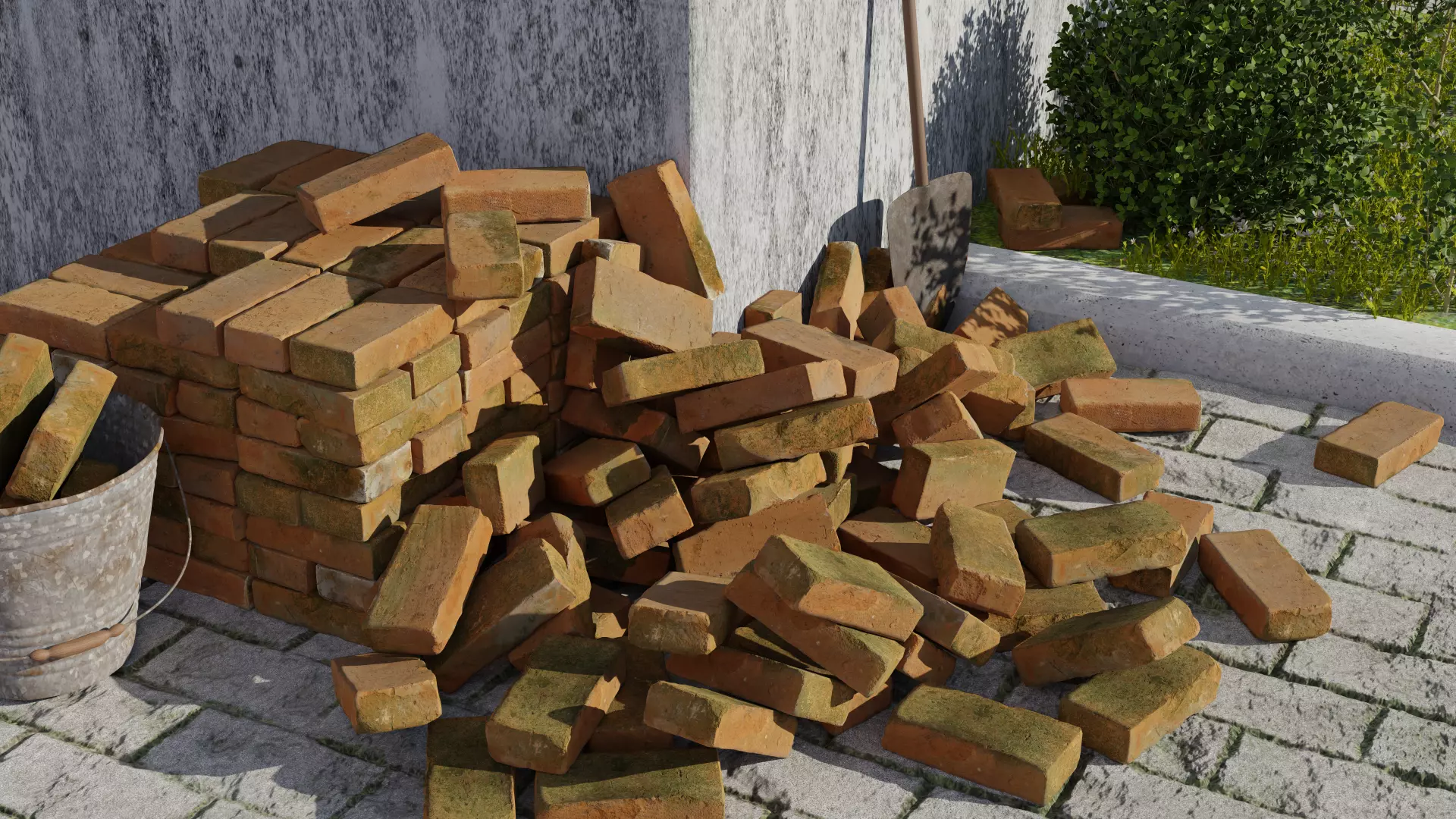 Photoscanned BrickRedMoss Collection 3D model_0