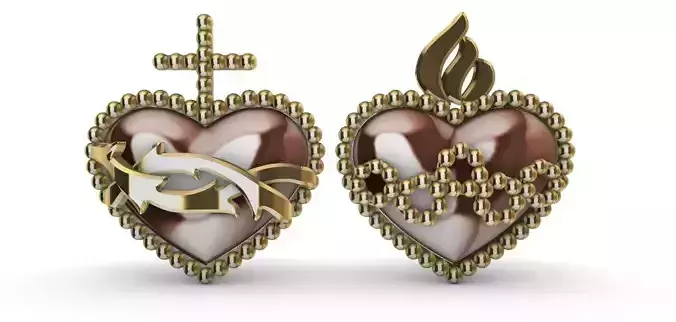 Jesus and Mary Heart Scapular Pentant 