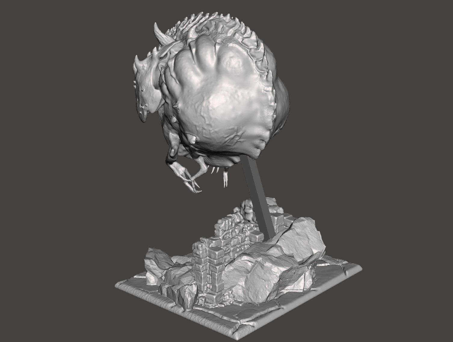 CACODEMON - DOOM ETERNAL Dynamic pose with base for LED - 3d STL 3D print model_15