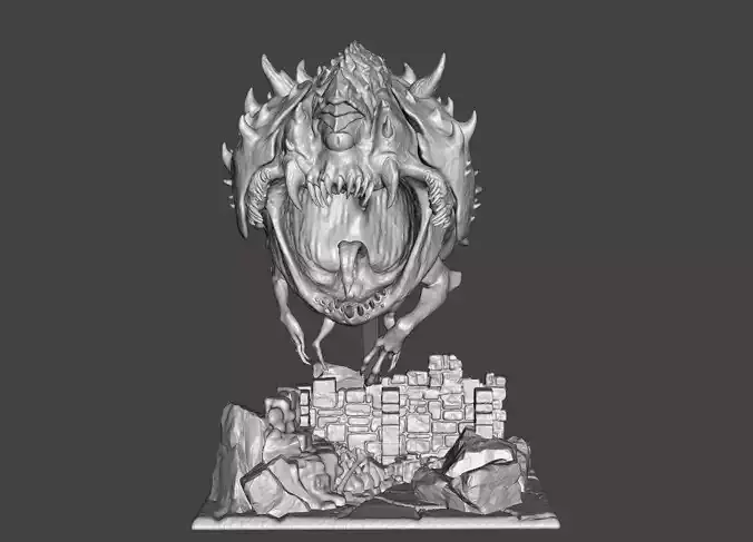 CACODEMON - DOOM ETERNAL Dynamic pose with base for LED - 3d STL 3D print model