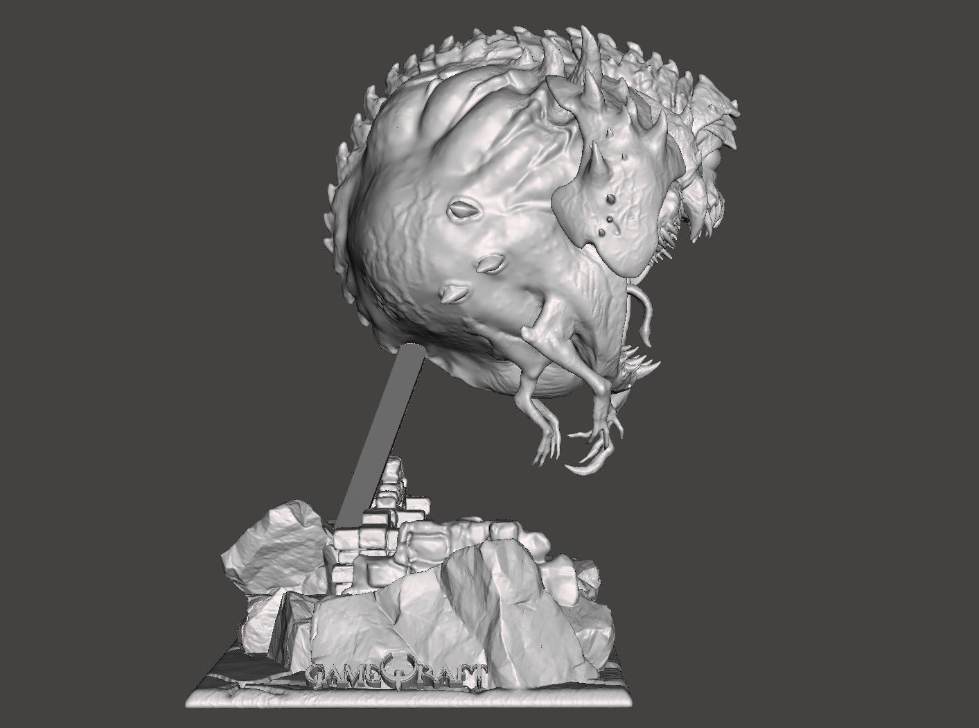 CACODEMON - DOOM ETERNAL Dynamic pose with base for LED - 3d STL 3D print model_14