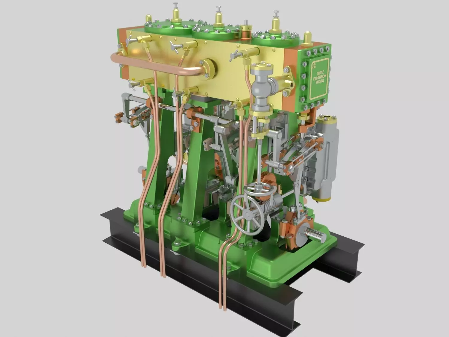 Triple expansion marine steam engine 3D model_0