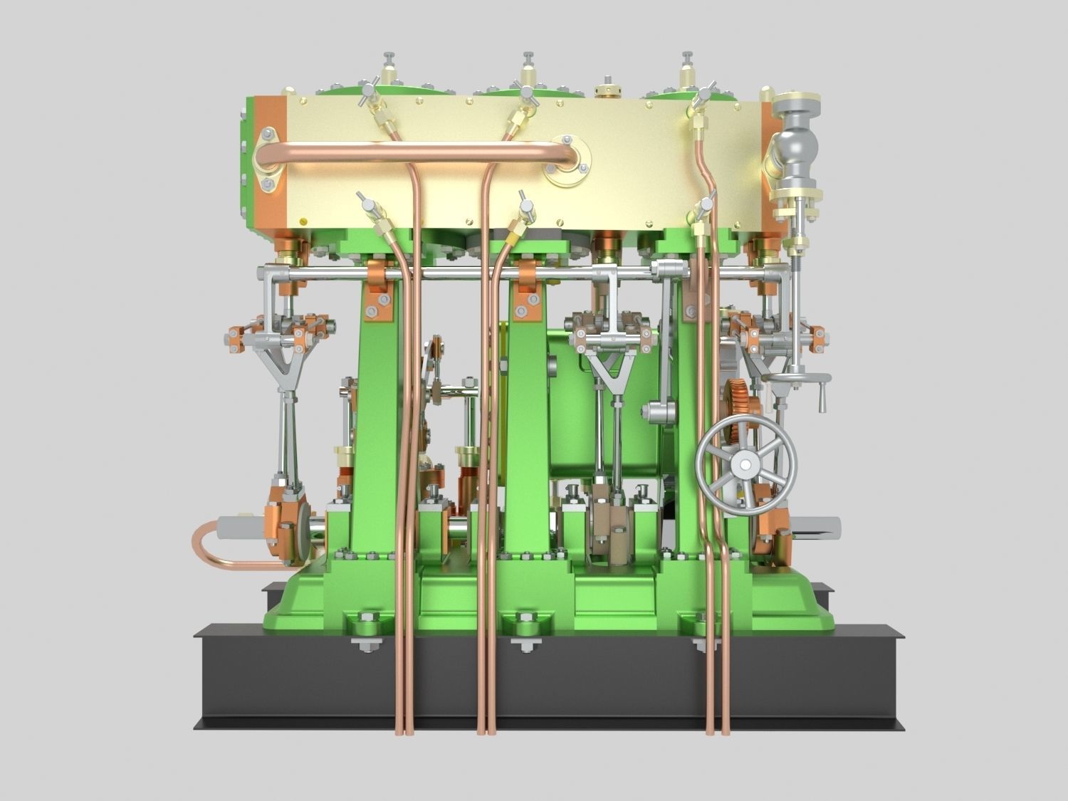 Triple expansion marine steam engine 3D model_4